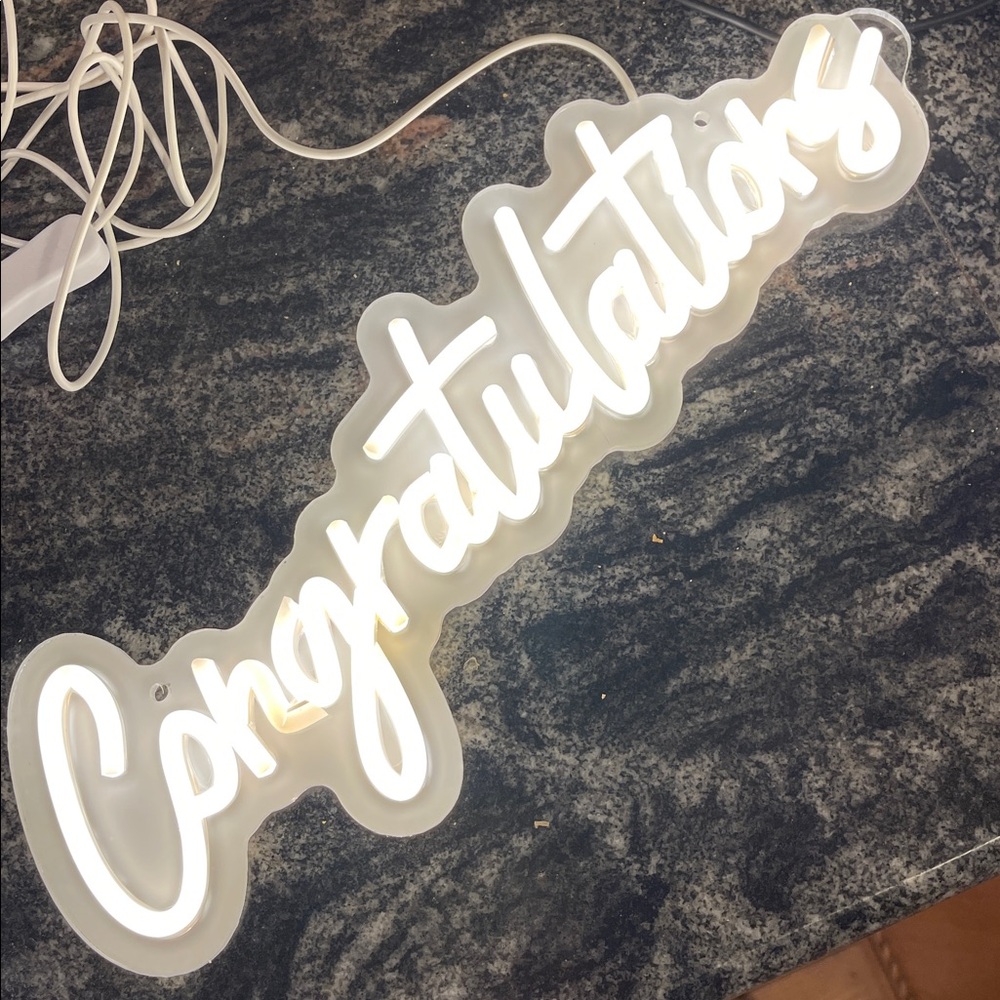 White Neon Congratulations Sign new